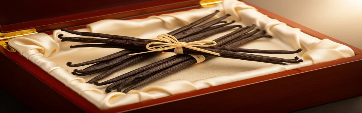 Premium Indonesian vanilla beans for sale - Planifolia gift box presentation