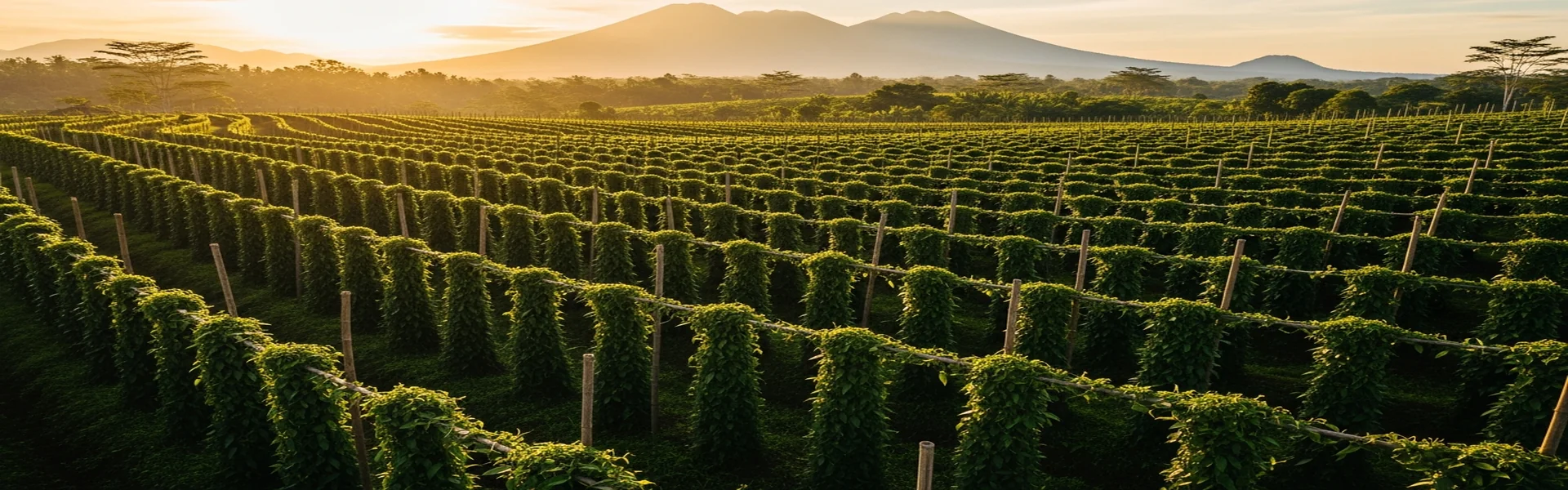Premium vanilla plantation in Bali Indonesia at golden hour - Bali Vanilla Export
