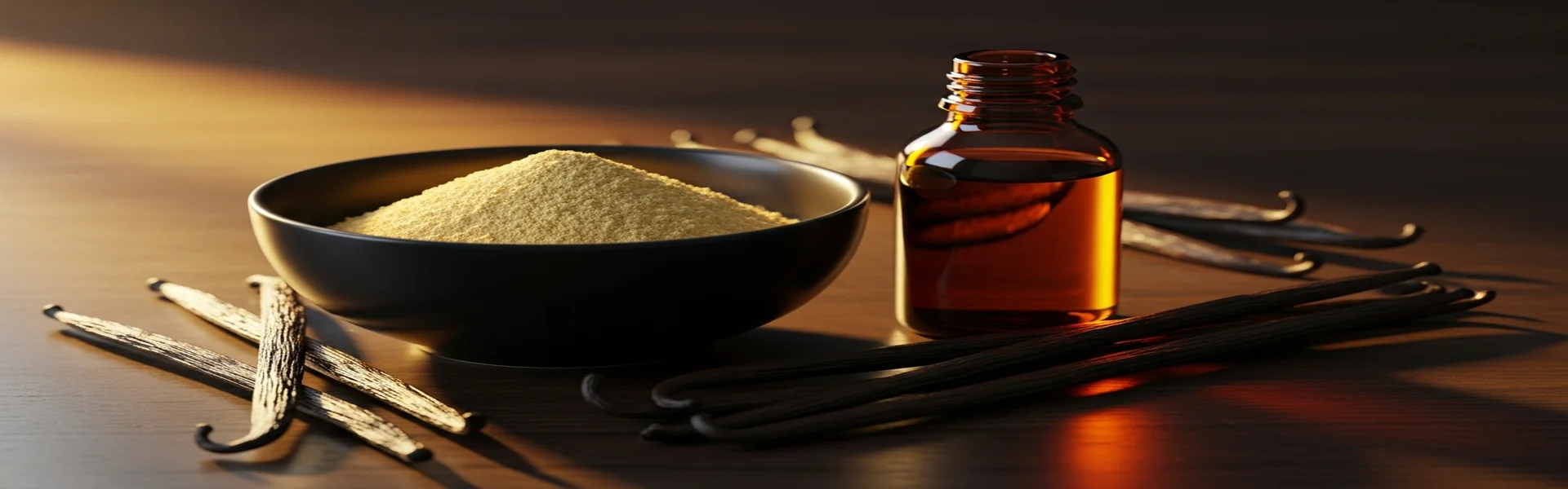 Premium vanilla powder and pure vanilla extract products from Indonesia