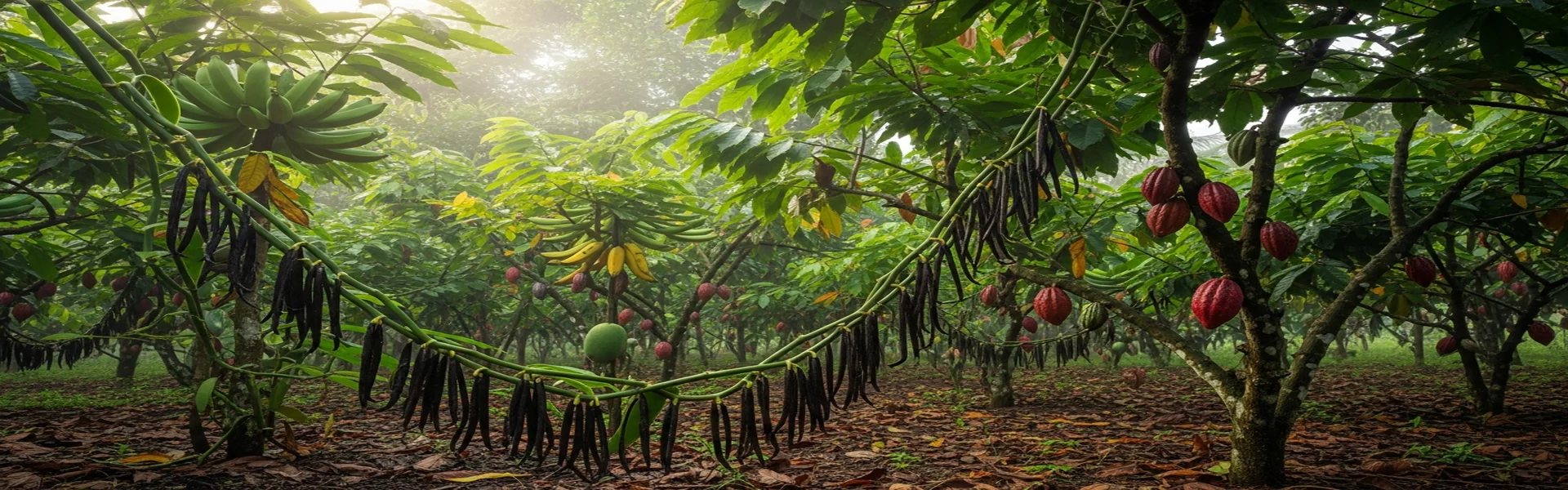 Sustainable vanilla agroforestry farm in Bali - biodiversity and conservation