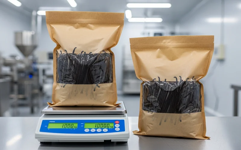 Wholesale vanilla beans packaging and weighing for bulk orders